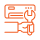 An illustration of a hand holding a wrench next to an air conditioning unit, symbolizing HVAC repair and maintenance services.